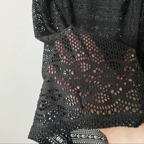 Swim Cover Dress Swimsuit Mesh Cover Open Knit Asymmetrical Lace Size Medium - Picture 7 of 10